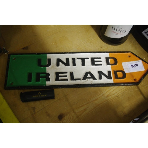 217 - UNITED IRELAND CAST SIGN