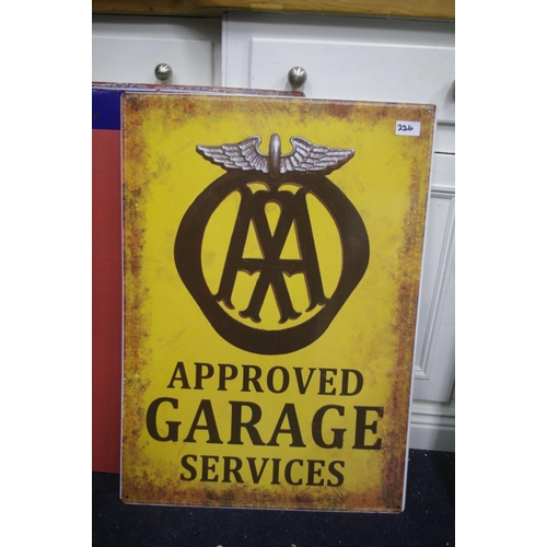 226 - ENAMELIZED  AA TIN SIGN H70 X 50CM