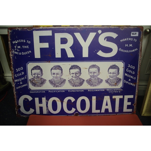 227 - ENAMILIZED FRY'S CHOCOLATE SIGN