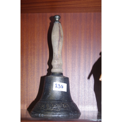 238 - CAST BELL WITH WOODEN HANDLE