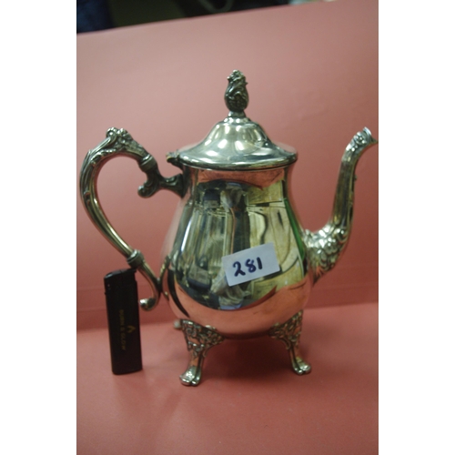 281 - ENGLISH SILVER PLATED TEAPOT