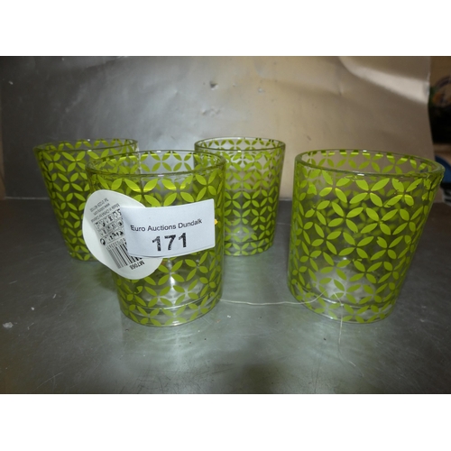 171 - 4 GLASS TEALIGHTS CANDLE HOLDERS