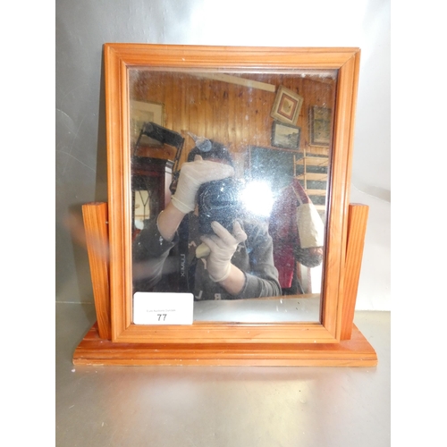 77 - WOODEN FRAMED MIRROR ON STAND