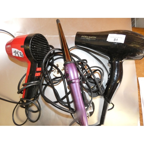 81 - PAIR OF HAIR DRYER AND CURLING WAND