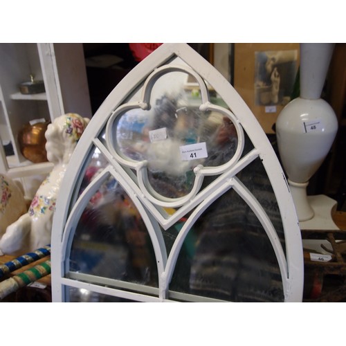 41 - STEEL CATHESRAL MIRROR H132 X 40CM