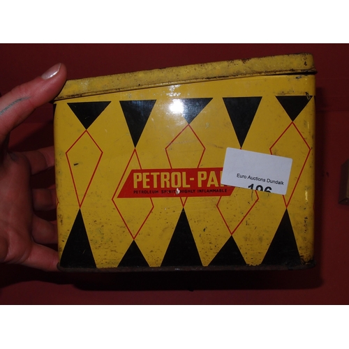 196 - PETROL PAK TIN  FULL OF OLD TACS