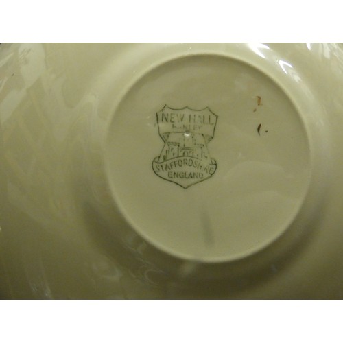 243 - 14 NEW HALL STAFFORDSHIRE PLATES/SAUCERS