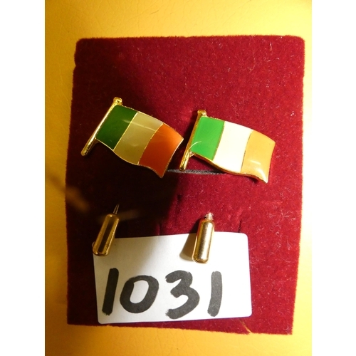 1031 - 2 IRISH TRICOLOUR PINS