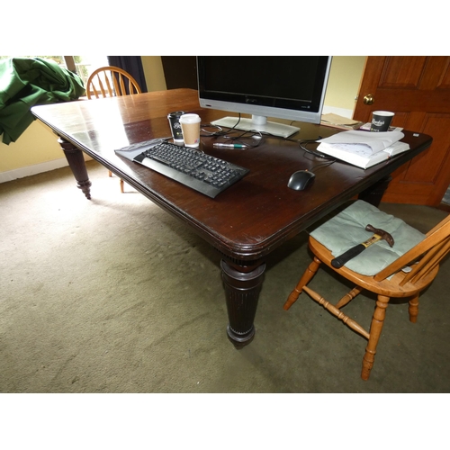 88 - LARGE MAHOGANY  DINING TABLE  WITH INSERT   seats 12  mint condition