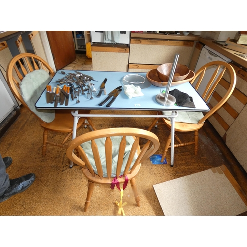 94 - 3  VINTAGE DINNER CHAIR AND KITCHEN TABLE