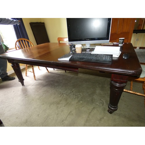 88 - LARGE MAHOGANY  DINING TABLE  WITH INSERT   seats 12  mint condition