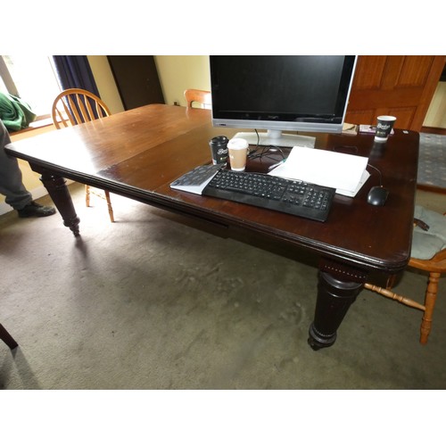 88 - LARGE MAHOGANY  DINING TABLE  WITH INSERT   seats 12  mint condition