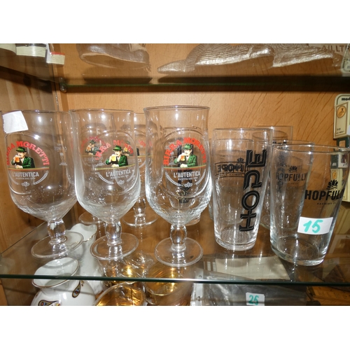 15 - LOT OF BEER GLASSES