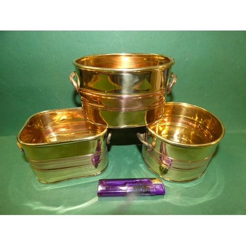 21 - 3 BRASS POTS