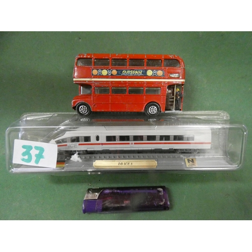 37 - GERMAN DB ICE 3 MODEL AND CORGI LONDON TRANSPORT BUS