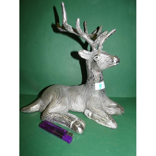 9 - VINTAGE RUSTIC SILVER EFFECT STAG