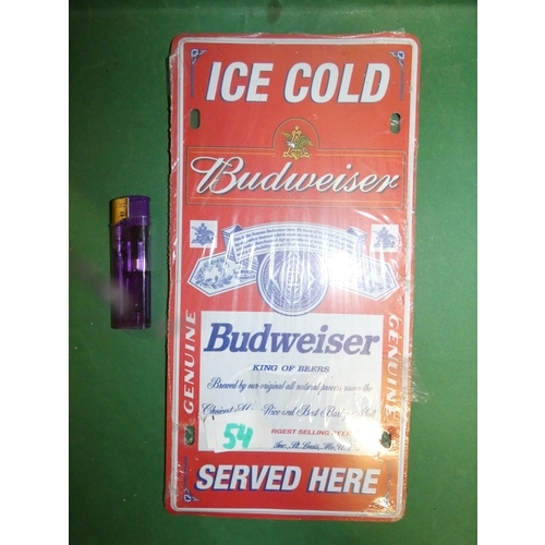 54 - BUDWEISER TIN SIGN (H30*15CM)