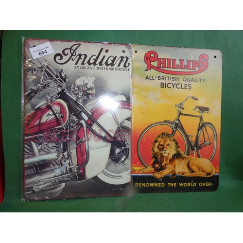 634 - 2 OLD BICYCLE  TIN SIGNS