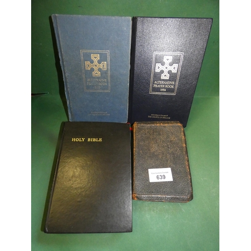 639 - 2 ALTERNATIVE PRAYER BOOKS AND 2 HOLLY BIBLES