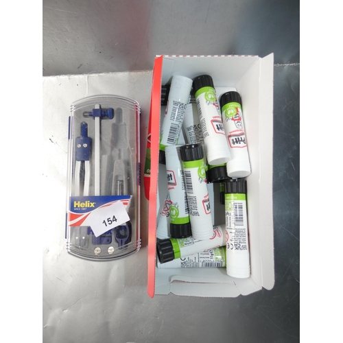 154 - PRITT GLUE STICKS  AND HELIX DRAWING SET