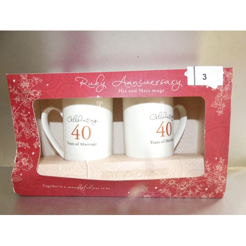 3 - ANNIVERSARY MUGS IN ORIGINAL BOX