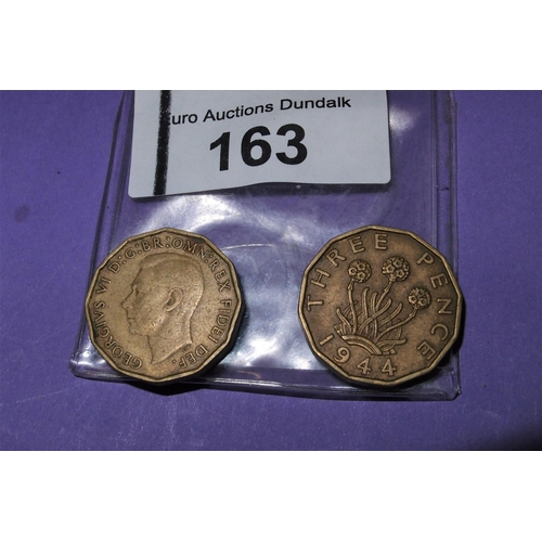 163 - 3 Pence - George VI 2 COINS 1950