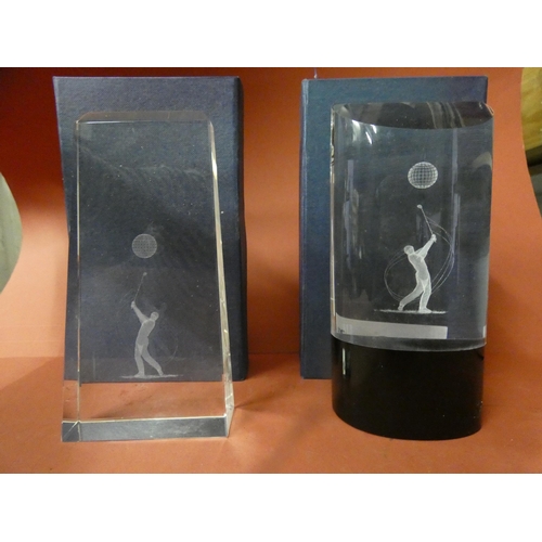 239 - PAIR OF GOLFER PAPER WEIGHTS IN ORIGINAL BOXES