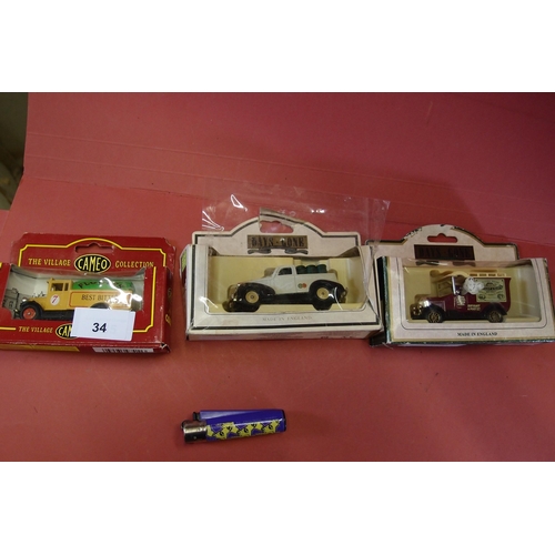 34 - 3 COLLECTABLE CAMEO AND DAYS GONE DIE CAST MODEL VEHICLES