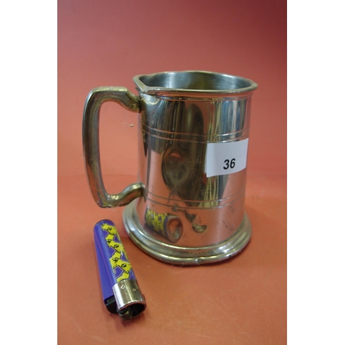 36 - ENGLISH PEWTER TANKARD