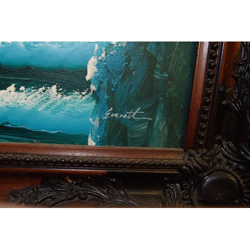 47 - FRAMED OIL SEA PAINTING BY EVERETT