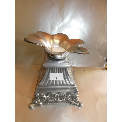 12 - SILVER EFFECT CANDLE STAND