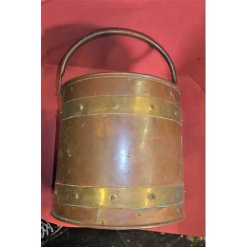 105 - Riveted Copper and Brass Coal Bucket, 1900s