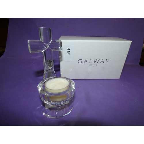 416 - GALWAY LIVING CRYSTAL CANDLE STAND IN ORIGINAL BOX