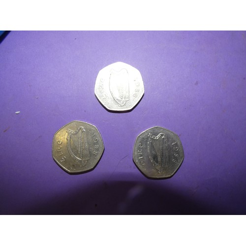 489 - 3 IRISH MILLENNIUM COINS 50 PENCE-1988