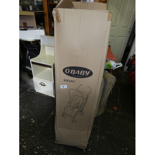 65 - NEW KHAKI STROLLER IN BOX