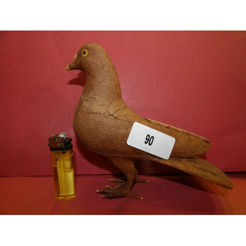 90 - HAND CARVED WOODEN BIRD