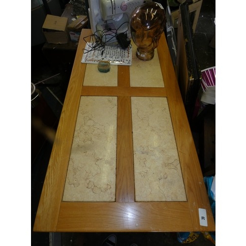 39 - VINTAGE OAK AND MARBLE QUALITY TABLE