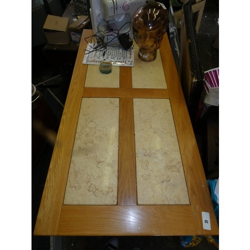 40 - VINTAGE OAK AND MARBLE QUALITY TABLE