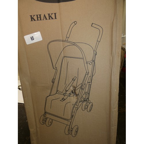 65 - NEW KHAKI STROLLER IN BOX