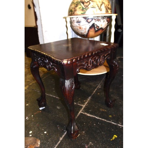 174 - 19 CENTURY MAHOGANY HAND CARVED END TABLE
