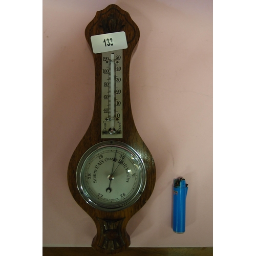 133 - VINTAGE ART WOODEN BAROMETER