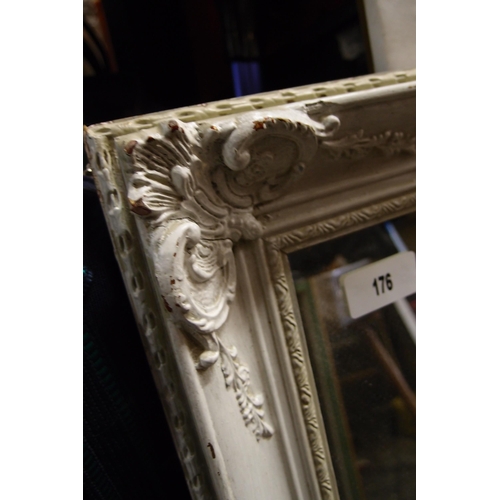 176 - SILVER EFFECT FRENCH STYLE WALL MIRROR
