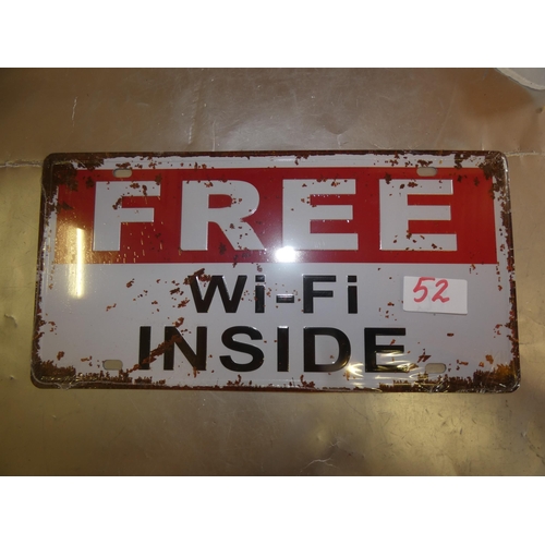 52 - TIN SIGN FREE WI-FI