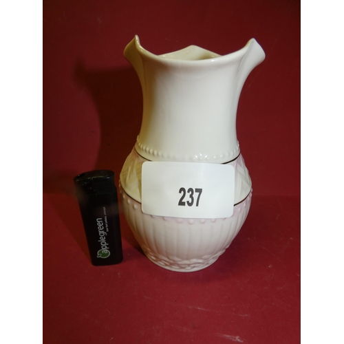 BELLEEK CHINA IVORY VASE, BLUE STAMP