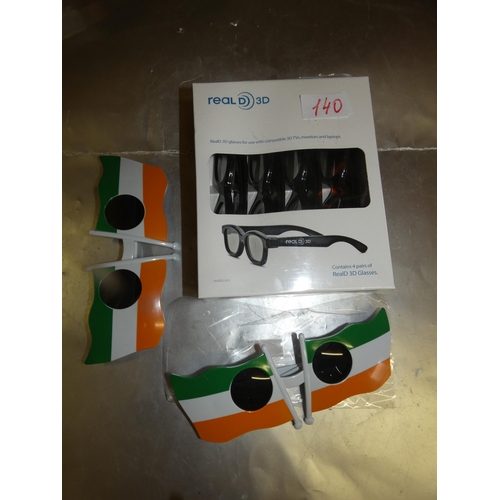 140 - QTY OF IRISH SUNGLASSES AND 3D GLASSES