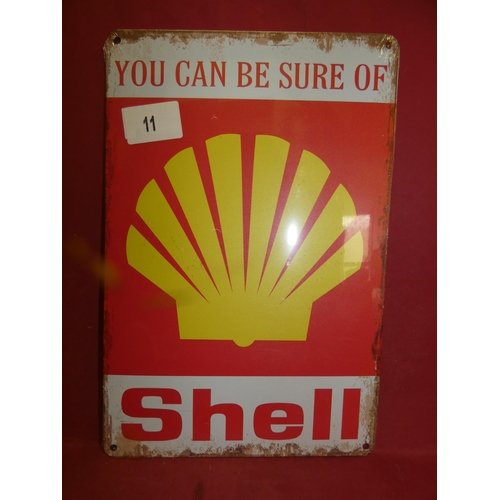 11 - VINTAGE SHELL TIN SIGN