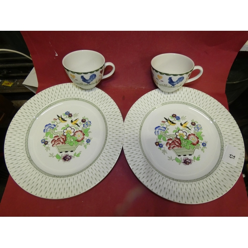 12 - WHIELDON VINTAGE PLATES AND PAIR OF MUGS