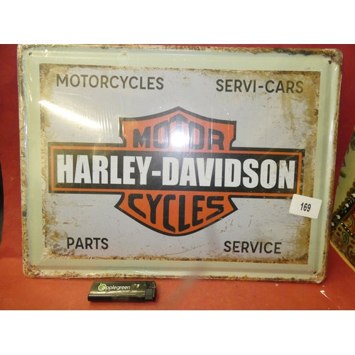 169 - LARGE HARLEY  DAVIDSON TIN SIGN