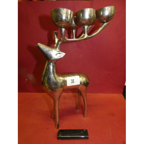 35 - SILVER EFFECT REINDEER CANDLE HOLDER