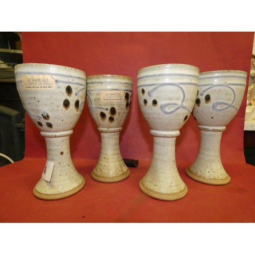 48 - ROSSMORE COUNTRY POTTERY- 4 VINTAGE WINE GOBLETS